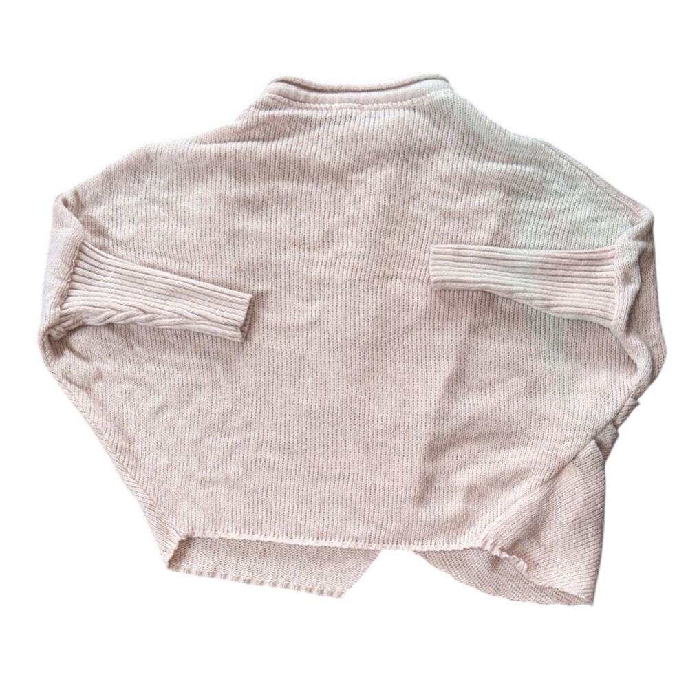 Fimfi Asymmetric Batwing Sleeve Pink & White Knitted Poncho Sweater S/M - Picture 4 of 7